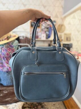 Classic Structured Tote Bag in Slate Blue